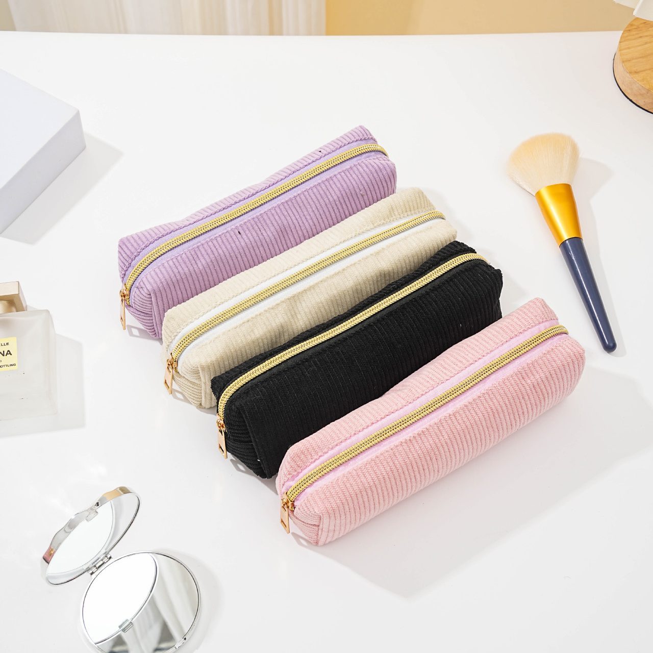 Corduroy Makeup Pouch